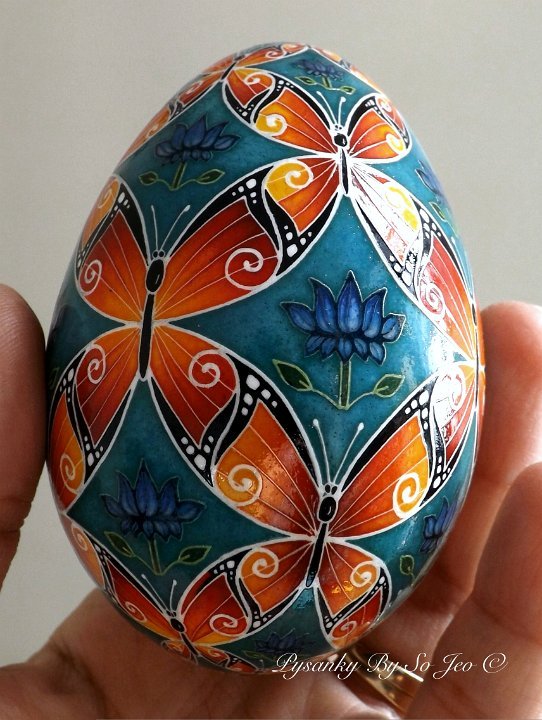 Butterflies II Ukrainian Easter Egg Pysanky By So Jeo